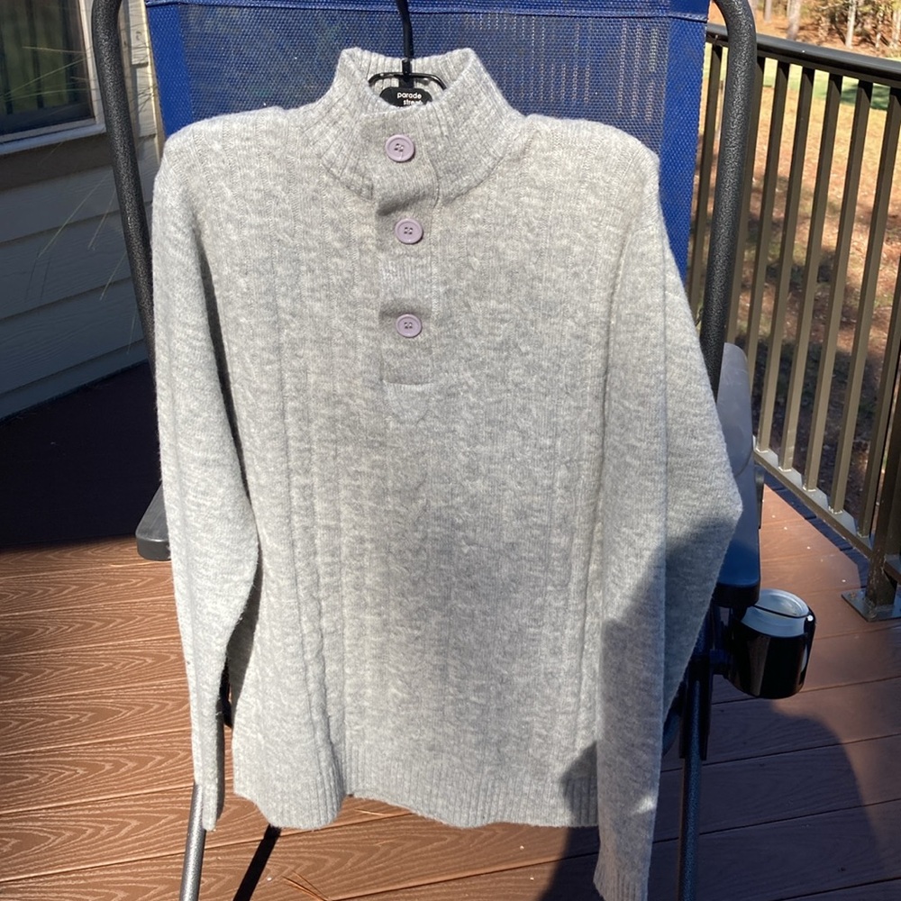 Bleu Ice grey pullover sweater Sz L